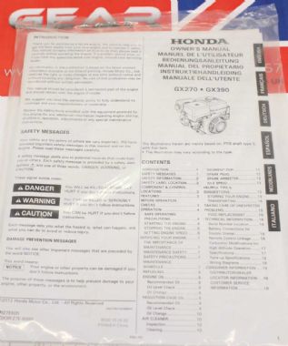 Genuine Honda GX270 / GX390 Engine Manual